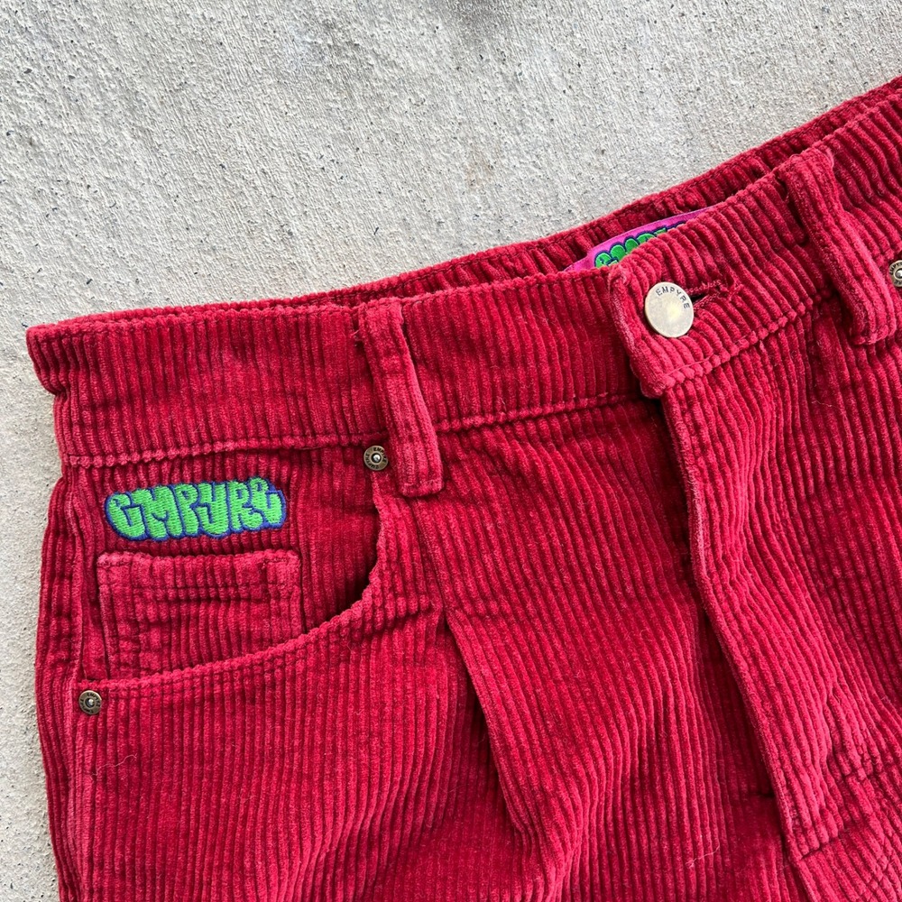 EMPYRE Red Corduroy Skater Pants Relaxed Fit Pleated Front Women Size M - Picture 3 of 6